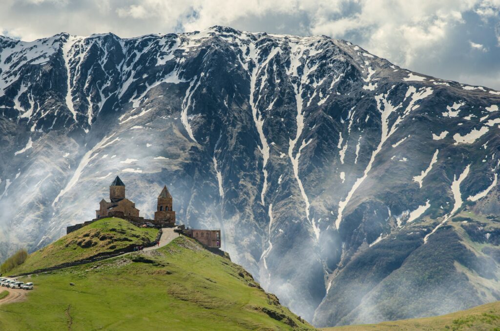 Gruzija Kazbegi Gergeti Trejybės bažnyčia